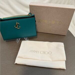 Jimmy Choo Turquoise Wallet with Gold Accents